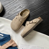 Breakj Bottom Lazy Man Bag Head Slippers Women 2025 Spring New Half-Slipper Belt Buckle Single Shoes In