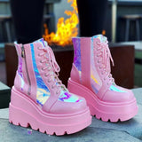 Breakj Autumn And Winter New Tape With Thick Bottom Mid-Sleet Boots Women's Taizhou Bright-Faced Low-Bush Martin