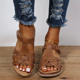 Summer Vintage Female Al Line Soft Bottom Large Size Round Wedge Sandal Female