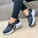 Women's Casual Shoes Solid Color Knitted Mesh Air Cushion Sneakers Comfortable and Lightweight Outdoor Non-slip Running