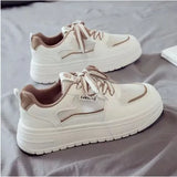 Breakj Breathable Thick-Bottomed Small White Shoes 2025 New Student Leisure Sports Board Shoes Bump Color Tie Women's