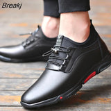 Men's Casual Shoes Leather PU Black Spring Male Footwear Loafers Soft Bottom Lace Up Outdoor Business Sneakers Shoes For
