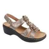 Breakj Flower Decoration Magic Stickers Summer Ladies Slopes Sandals Solid Color Beach Women's