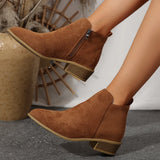 Breakj Size 2025 Autumn/Winter And Ankle Boots Tip Side Zipper With Coarse And Martin Boots Solid