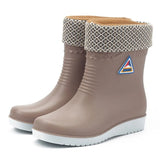 Rain Boots Women Anti-Skid Rainy Walking Shoes Ladies Rubber Ankle Bootie Fashion Wading Shoes for