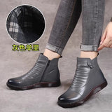 Shoes Cotton Shoes Leather Women's Shoes Winter Ankle Boots Middle-Aged Warm And Velvet Anti-Slip Comfortable Elderly Leather
