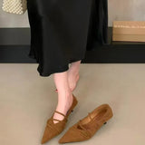 Breakj Retro Velvet Face Tip Fine Heel Mary Jane Single Shoe Woman 2025 New Commuter Kitten Heels High