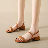 Summer Style Simple Fashion Convenient Sandals 2024 New Style Open Toe Low Heel Thick Heel Chic Fairy