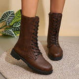 Breakj Autumn New Large-Size Round Head Side Zipper Mid-Sleet English Wind Retro Skinny Boots
