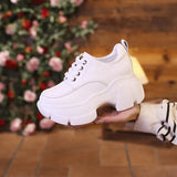 Breakj New Spring And Autumn Fashion Daily Joker Casual Thick Sole Show Thin Increased Lace Joker Low Help Women's Single