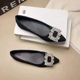 Breakj New Women's Water Drill Shoes Design Pointy Flat Bottom French Style Fashion Niche Single