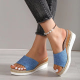 Breakj 2025 New Pine Cake Heel Toe Cool Slippers Cloth One-Word Drag Cloth Women's