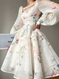 Summer Korean Fashion Y2k Mini Dress Woman Beach Chiffon Elegant Floral Sundress Party Casual Vintage Dress Office