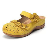 Breakj Burst Summer Cave Shoes Women Retro Comfortable Slope With Slippers Round Head Soft Leisure Flowers Women Cool