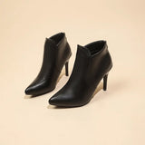 New 2024 Korean Version Fashion Pointed Rear Zipper High Heel Ankle Boots Thin Heel Fashion Women's Martin