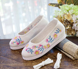 Breakj Shoes Round Head Spring And Autumn Ancient Style Students Embroidered Cloth Shoes Ancient Costume Stage Play Dance Shoes Women's Shoes Single