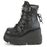 Brand Design Black Gothic Style High Heels Black Front Zipper Ankle Platform Boots Street Cool Woman Wedges