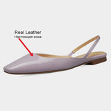 Size 33-40 Women Flats Sandals Real Leather Elegant Low Heels Summer Shoes For Women 2023 Fashion Silver