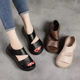 Breakj New Roman Sandals 2023 Retro Platform Increased And Light Open Toe Side Empty Velcro Fashion Casual