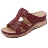 Women Wedge Sandals Premium Orthopedic Open Toe Sandals Vintage Anti-slip Leather Casual Female Platform Retro