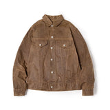 Wax Jackets For Men Pocket Khaki Denim Pocket Jacket Vintage Casual Coat Cotton Solid Slim Jackets