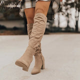 Knee-High Boots Lace Up Sexy High Heels Women Shoes Lace Up Winter Boots Warm Size New Fashion