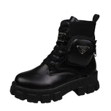Breakj Large-Size Thick-Bottomed And Pocket-Size Martin Boots Front Wearing Solid Fashion