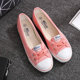 Women Casual Flats Lace up Shallow Shoes Autumn 2023 Fashion Comfortable Female Canvas Loafers Vulcanized Shoes Ladies