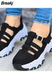 Sneakers Autumn Casual Breathable Solid Color Thick Sole Sneakers Fashion Running Walking Lace Up Sneakers Women Size