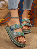 Breakj New Thick Bottom Rope Double Buckle Drill Softwood Beach Slippers Large Size Women's