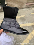 Breakj And Winter New Flat Bottom With Martin Boots Women Hot 43 Yards Pointed Patent Leather Splicing Side And Medium