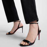 Breakj New Word With Exposed Toe Red-Soled High-Heeled Sandals Women's Fine Heel Sexy Red-Soled High-Heeled