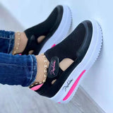 Breakj New Large-Size Casual Single-Shoe Women Fly Weave Slope And Magic Sticker Mesh