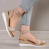 Strap Wedge Sandals for Women Summer 2023 High Heel Open Toe Buckle Gladiator Shoes Woman Non Slip Platform Sandals