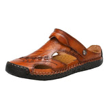 Leather Men Sandals Summer Baotou Casual Man Slippers Convenient Slip on Male Sandals Outdoor Trekking