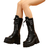 Breakj For Martin Boots 2025 Autumn And Winter New Rivet Tie With Thick And Medium Boots Female Large Size Knight