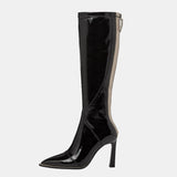 Furtado 2022 Spring Autumn Women Knee High Boots Genuine Leather Pointed Toe Stilettos Heels Mixed Colors Women's