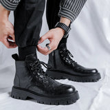 Breakj Boots Men's New Casual British Fashion Top Black Motorcycle Boot