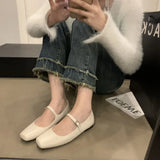 Mary Jane Shoes Women Spring 2024 New Flat Square Head Shallow A Word With Temperament Single Shoes