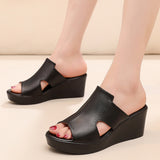 Breakj Hollow Waterproof Table Thick Bottom One-Word Drag High Slope And Fitting Room Slippers Soft Bottom Loose Cake 4243 Women Cold