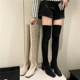 Boots For Women With High-Heel Boots 2023 New Pure Color Suede Square-Head