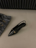 Flat Black Head Sandals Fairy Shoes 2023 New Spring And Summer Pointed Rhinestone Temperament Single