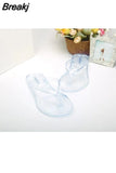 Flip Flops Women's Flat Transparent Beach Slippers Women Sandals Non-slip Summer Crystal Korean Bathroom Plastic Shoes