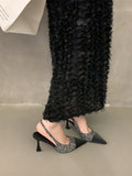 New Summer Pointed Small Fragrant Wind Pointed High Heels French High Heel Baotou Empty Sandals