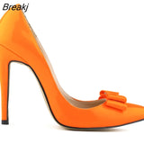 Fashion Patent Leather Women's Pumps Sweet Bow Pointed Toe High Heels Stiletto Wedding Shoes