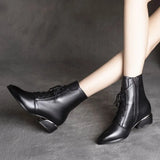 Martin Boots Women's Thick Heel British Wind Leather Boots 2023 Spring And Autumn New Short Boots Women's Fashion Women's