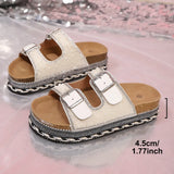 Breakj Buckle Drill Thick Bottom Slippers 2025 Summer New Lady Large Size Beach Cold