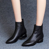 Size Soft Leather Fashion Boots Women 2023 Autumn And Winter New Pointed Short Boots Women Thick Heel Leather Shoes Women Fashion