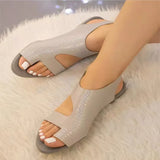 Breakj Spring And Summer New Large-Size Casual Fashion Leather Floor Exposed Toe One-Word Buckle Sandals