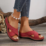 Breakj And Flat Bottom Casual Slippers Women 2025 Cross With Solid Color Large Size Shoes